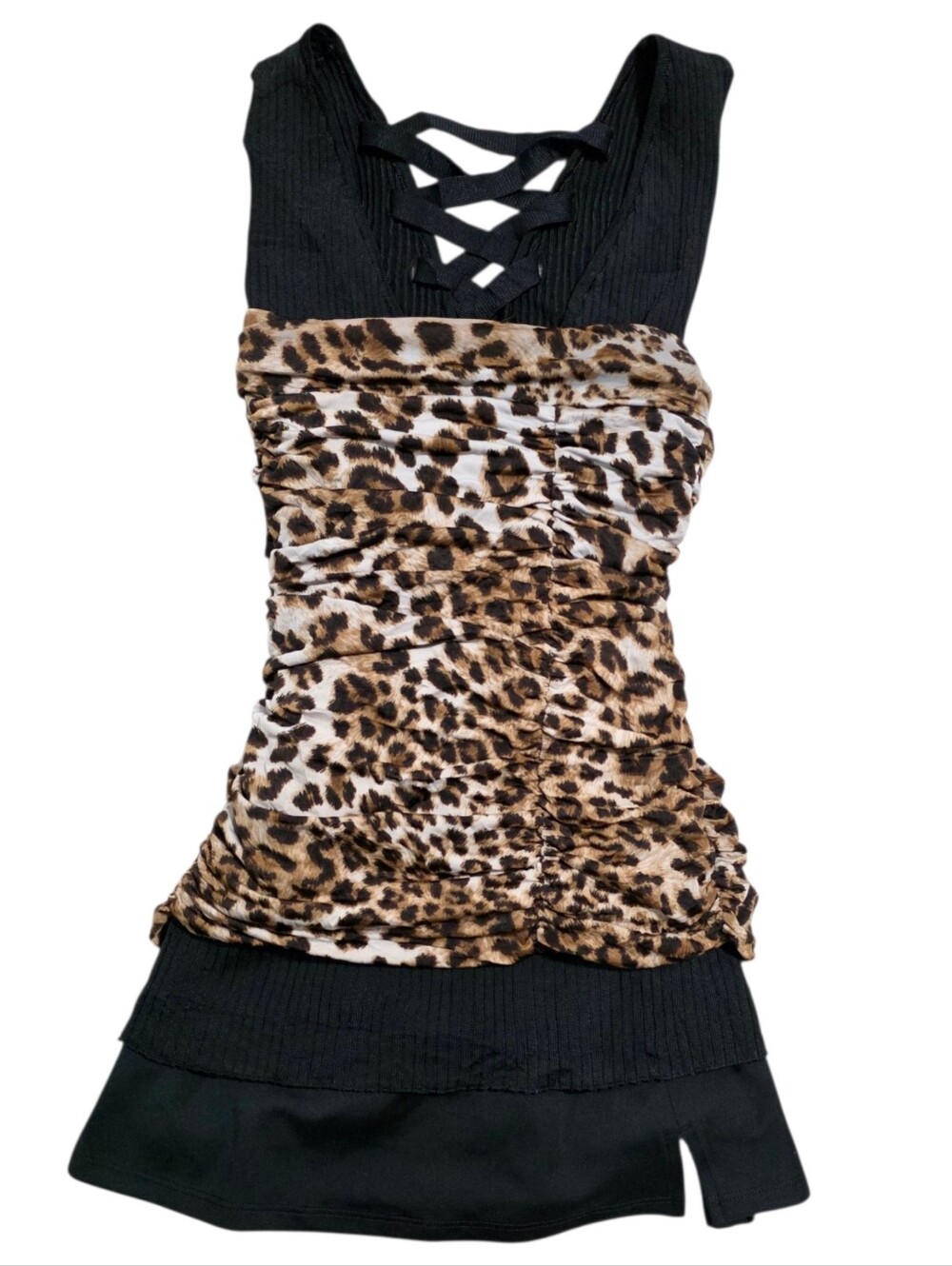 3pc japanese outfit black and animal print set